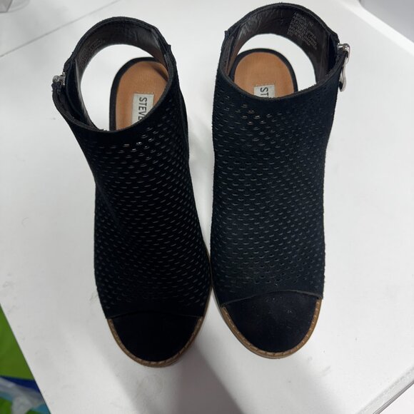 Steve Madden Abigail Open Toe Block Heel Sandal Size 7M Black and Brown - Picture 6 of 7